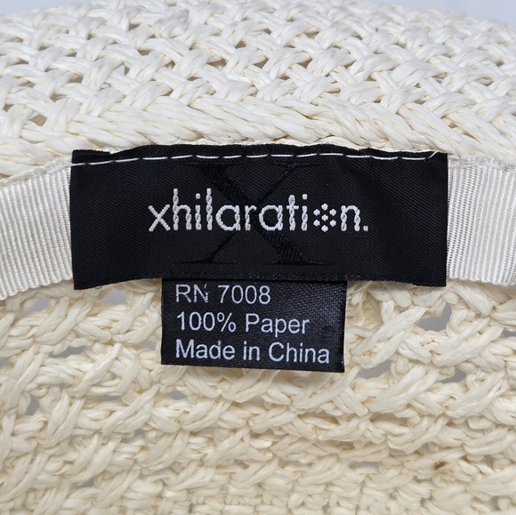 VINTAGE XHILARATION CREAM 100% PAPER OPEN WEAVE SUN HAT ROLLED BRIM WOMEN OS - Picture 10 of 12